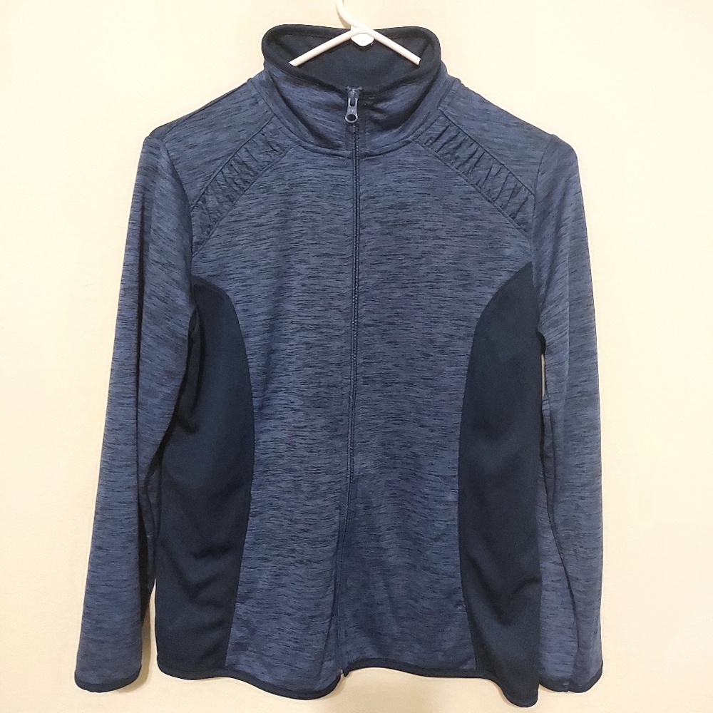 St. John's Bay Women's Navy PS Zip Long Sleeve Shirt Fitness Comfort Warm